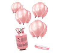 DEGUISE TOI - Kit bouteille d'hélium avec 12 ballons rose gold et ruban satin - Lot à thème