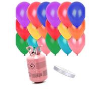 DEGUISE TOI - Kit bouteille d'hélium avec 24 ballons multicolores et ruban - Lot à thème