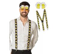 DEGUISE TOI - Kit bretelles et lunettes bière adulte - 1 paire de bretelles - 1 paire de lunettes - Taille Unique - Multicolore - Accessoires pour déguisement - - - Carnaval