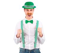 DEGUISE TOI - Pack Bretelles chapeau et nœud papillon Saint Patrick adulte - 1 chapeau - Nœud papillon - 1 paire de bretelles - Taille Unique - Vert - Accessoires pour déguisement - - -