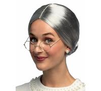 DEGUISE TOI - Perruque à Chignon Grand-mère Femme - Perruque - Taille Unique - Argenté/Gris - Accessoires pour déguisement - - - Carnaval