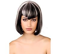 DEGUISE TOI - Perruque à frange noire et blanche femme - Taille Unique - Noir - Accessoires pour déguisement - - - Halloween