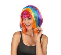 DEGUISE TOI - Perruque carré multicolore avec frange femme - Perruque - Taille Unique - Coloré - Accessoires pour déguisement - Synthétique 100% Polyester 100% Polyester - - Carnaval