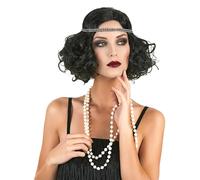 DEGUISE TOI - Perruque charleston noire femme - Perruque - Bande de strass - Taille Unique - Noir - Accessoires pour déguisement - Synthétique - - Carnaval