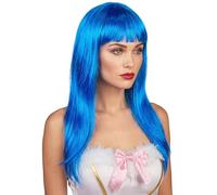 DEGUISE TOI - Perruque longue bleue à frange femme - Perruque - Taille Unique - Fluos - Accessoires pour déguisement - Synthétique 100% Polyester 100% Polyester - - Carnaval