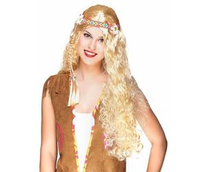 DEGUISE TOI - Perruque longue hippie blonde femme - Perruque - Taille Unique - Blond - Accessoires pour déguisement - Synthétique 100% Polyester 100% Polyester - - Carnaval