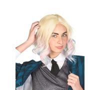 DEGUISE TOI - Perruque Luxe ondulée Blonde à mèches Bleues et Roses Adulte - Perruque - Taille Unique - Bleu - Accessoires pour déguisement - Cheveux synthétiques - Laver à la Main - Halloween