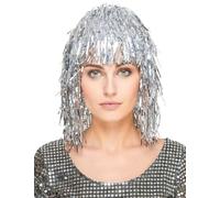 DEGUISE TOI - Perruque métallique argent à frange adulte - Perruque - Taille Unique - Argenté/gris - Accessoires pour déguisement - - - Carnaval
