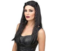 DEGUISE TOI - Perruque noire à tresses femme - Perruque - Taille Unique - Noir - Accessoires pour déguisement - Polyester - Laver à la main -