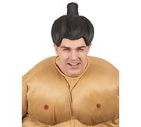 DEGUISE TOI - Perruque Sumo Adulte - Perruque - Taille Unique - Noir - Accessoires pour déguisement - 100% Polyester 100% Polyester - - Carnaval