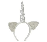 DEGUISE TOI - Serre-tête Licorne Argent avec Oreilles Adulte - Serre-tête - Taille Unique - Argenté/Gris - Accessoires pour déguisement - Polyester/Plastique Polyester/Plastique - - Carnaval