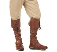 DEGUISE TOI - Sur-bottes marron simili cuir lacets et lanière cloutée adulte - Paire de sur-bottes - Taille Unique - Marron - Accessoires pour déguisement - Synthétique - Laver à la main - Carnaval