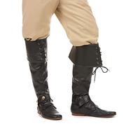 Deguisetoi Sur-bottes PARTY PLAY simili cuir noir lacets lanière cloutée Taille Unique Adulte