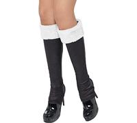 DEGUISE TOI - sur Bottes Noires avec Fourrure Blanche Adulte - sur-Chaussures - Taille Unique - Blanc - Accessoires pour déguisement - 100% Polyester - - Noel