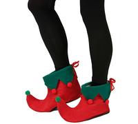Deguisetoi Sur-chaussures elfe à pompons - Adulte Taille Unique Rouge 100% Polyester