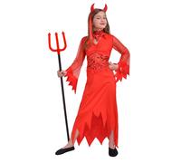 Déguisée En Diable Rouge - Taille 8-10 Ans Rouge