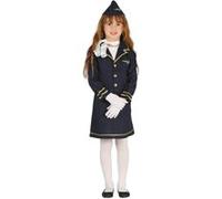 FIESTAS GUIRCA | Costume d'Hôtesse de l'Air Enfant (10-12 Ans) - Robe et Chapeau - Déguisements de Pilotes et Aviation pour Halloween, Carnaval et Fêtes Déguisées - Idéal pour Filles - Bleu