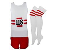 Déguisement 118 118 pour homme avec t-shirt, moustache, short, chaussettes et perruque