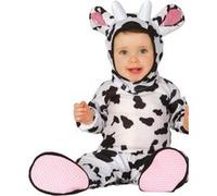 FIESTAS GUIRCA | Costume de Vache Bébé (18-24 Mois) - Cagoule, Queue, Combinaison et Pieds - Costumes d'Animaux pour Bébés Unisexe - Idéal pour Halloween, Carnaval et Fêtes Costumées - Blanc et Noir