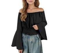 Déguisement 2026 - Un haut décontracté à col rond et une épaule pour filles, Noir , 11 ans