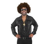 Déguisement 4 Pièces Disco pour Adulte - Y Compris : Un Veste Noir Disco, Une Perruque Afro, Un Médaillon et des Lunettes de Soleil - Idéal pour toutes événement entre amis et famille - Taille XXL