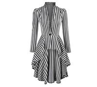 Deguisement Adulte Carnaval Gothique, Veste Queue de Pie Homme Steampunk Victorien Rétro, Costume Vampire Homme Noir Chic Élégant Soirée Manteau(Grey, S)