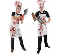 Déguisement adulte cuisinier sanglant - P'TIT CLOWN - RE13521 - Tablier et toque - Taille unique
