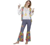 Déguisement adulte femme - PTIT CLOWN - Hippie Années 60 - Taille S/M - Multicolore - Chemise+gilet+pantalon S/M