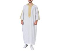 Deguisement Adulte Homme Robes Musulmane Orientale Robe De Priere Kaftan Arabe Tunique Marocaine Indienne Kimono Homme Khamis Ramadan Eid Manches Longues Muslim Boubou Jellaba