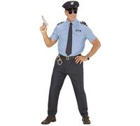 Widmann - Déguisement Agent de police - Chemise, pantalon, ceinture, cravate, chapeau - XXL Bleu