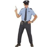 Widmann - Déguisement Agent de police - Chemise, pantalon, ceinture, cravate, chapeau - XXL Bleu