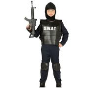 DÉGUISEMENT AGENT SWAT POLICE ENFANT 7/9 ANS Noir 5-6 ans