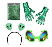 Déguisement Alien - Costume Extraterrestre avec Lunettes et Gants, Accessoires de Fête Parfait pour Enfants et Adultes