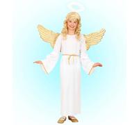 Déguisement Ange Adorable Fille | Ensemble 3 pièces comprenant une robe, une ceinture et une auréole pour Noël, la crèche vivante et les fêtes de Noël