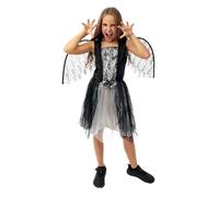 Déguisement Ange Déchu Fille - PTIT CLOWN - Costume Enfant Halloween, Cospaly, Fête Costumée, Soirée Déguisée - Noir, gris 10-12 ans
