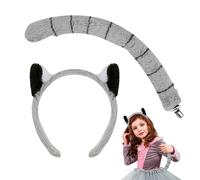 Déguisement Animal - Bandeau Lémurien avec Oreilles et Queue | Accessoire De Déguisement Pour Fêtes, Cosplay, Carnaval, Mascarade, Halloween, Scène, Spectacle Et