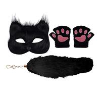Déguisement Animal Loup Femme Adulte | Costume Jeu de Rôle,Accessoires Déguisement Mignons Gants Pattes Masque Queue pour Fêtes Halloween Cosplay Carnaval