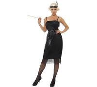 Smiffy's Déguisement Charleston Année 20 – Robe, écharpe, ceinture, bandeau – Noir L