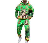 Deguisement Annee 80 Homme,Suits Homme Élégant et Confortable avec Hoodie et Jogging Deux Pièces pour Célébrations Festives Ensemble Décontracté Idéal pour d'Année (Green, S)