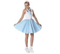 Karnival Costumes Déguisement années 50 bleu clair à pois femme - Blanc - L