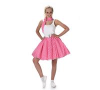 Karnival 81098 Costume de jupe et cravate à pois des années 50, rose, petit