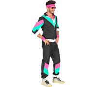 Déguisement - WIDMANN - Survêtement années 80 - Noir et rose - Veste et pantalon - Mixte XXL