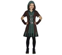 Déguisement - Archère médiévale - Robe verte - Gilet marron - Pour fille 5-12 ans 7-9 ans