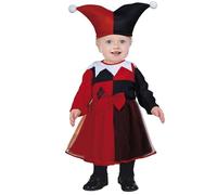 FIESTAS GUIRCA Costume Arlequin Charmant - Clown Arlequin Rouge et Noir - Costume Halloween Fille 2-3 Ans