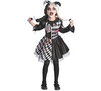 Déguisement Arlequin Ensanglanté Fille - Taille: S 4-6 Ans (110-120 Cm) Noir