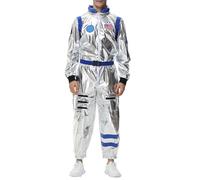 Deguisement Astronaute Adulte 3 Pièces Astronaute Déguisements Homme Costume avec Casque Gants et Lunettes Halloween Cosmonaute Costume Tenue de Pilote Femme pour Fêtes vin rouge rose kaki 5xl xl 3xl