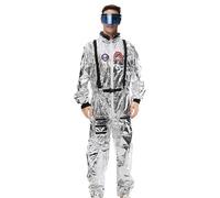 Deguisement Astronaute Adulte Costume Astronaute Adulte Combinaison Spatiale avec Lunettes Spatiales Déguisement Spationaute Costume Cosmonaute Space de Fête à Thème de Karnaval (02 White, M)