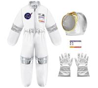 Deguisement Astronaute Enfant 5 ans Garcon Costume de Fantaisie Combinaison Spatiale Déguisement Espace Astronaute avec Casque et Gants pour Halloween Carnaval Noël Gris foncé Vert armée xl s m l xs