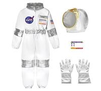 Deguisement Astronaute Enfant Garçon Fille avec Casque Gants Costume Espace Cosplay Carnival