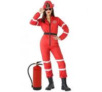 Déguisement - ATOSA - Pompier Femme - Combinaison Rouge - Ceinture Élastique - Tissu Tergal M/L